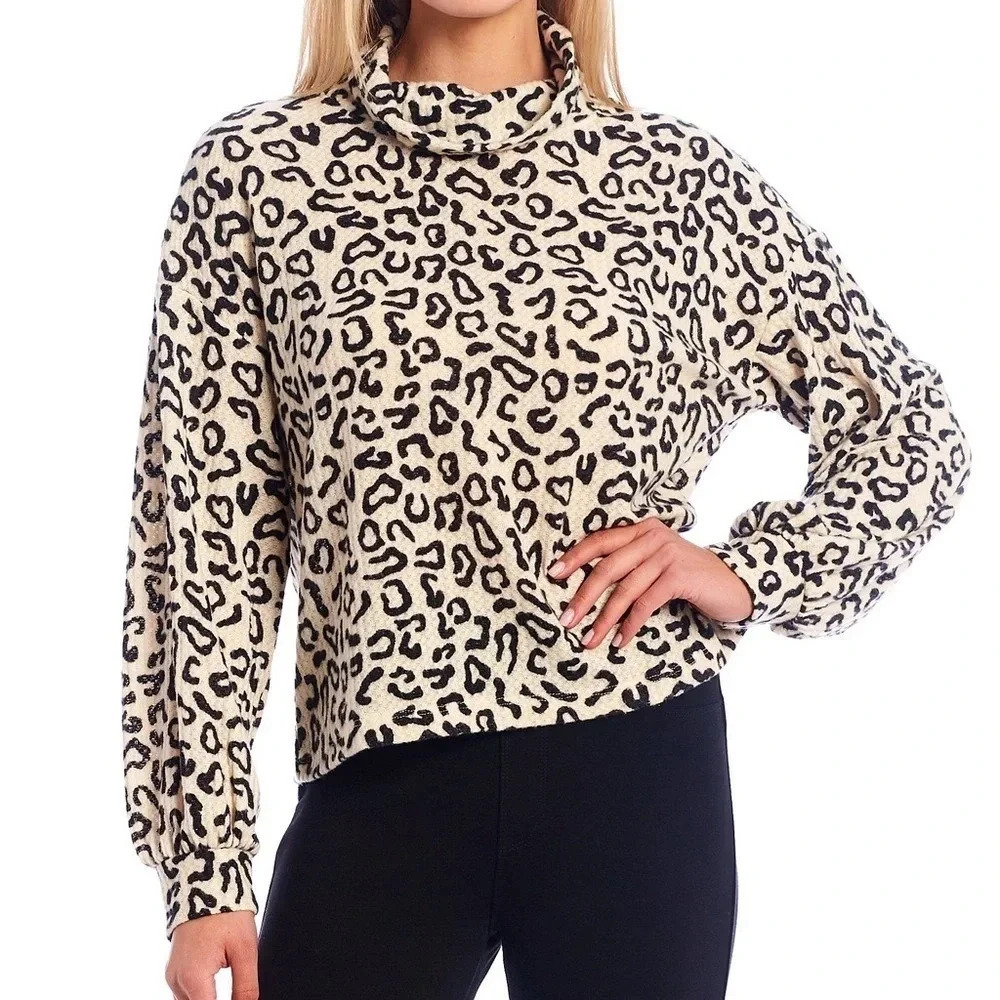 Sanctuary Klara Animal Print Turtleneck Sweater 2X